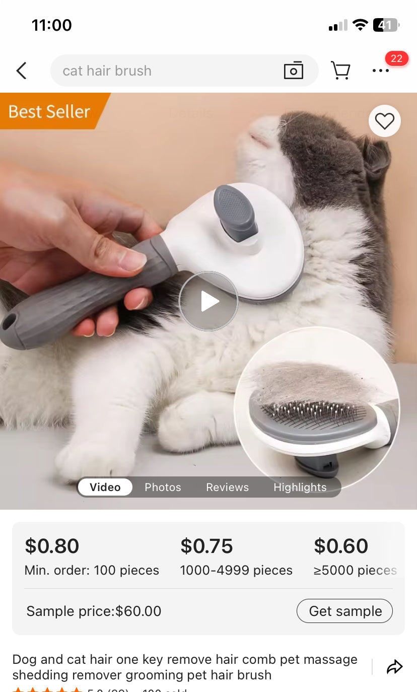 Dog and Cat Hair One-Key Removal Hair Comb – Massage and Grooming Brush for Shedding Control